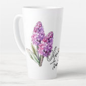 Hyacinth "Danke!" Editable Slogan & Name Milchtasse (Linke Ecke)