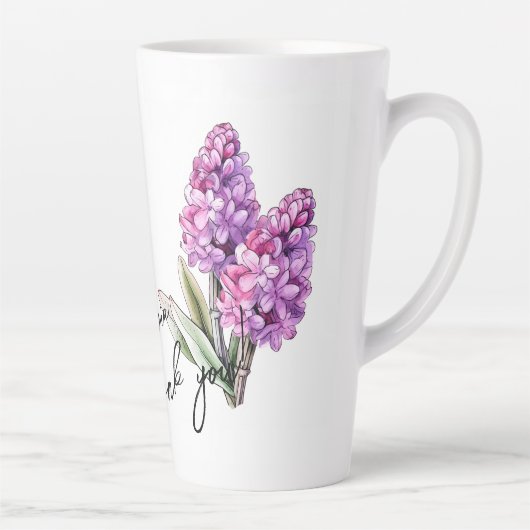 Hyacinth "Danke!" Editable Slogan & Name Milchtasse (Rechts)