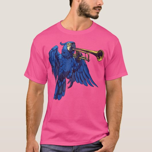 Hyacinth Macaw spielt Trumpet T-Shirt (Vorderseite)
