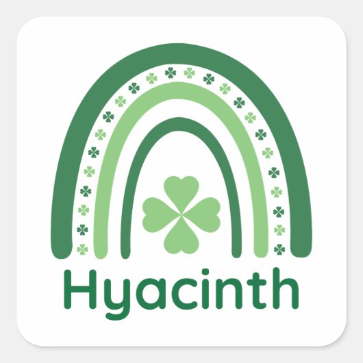 Hyacinth Name Clover Boho Rainbow Quadratischer Aufkleber (Vorderseite)
