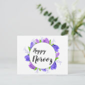 Hyacinth Wreath Happy Norooz Neujahr Lila Postkarte (Stehend Vorderseite)