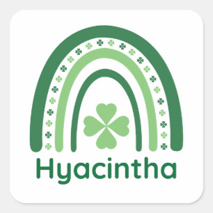 Hyacintha Name Clover Boho Rainbow Quadratischer Aufkleber