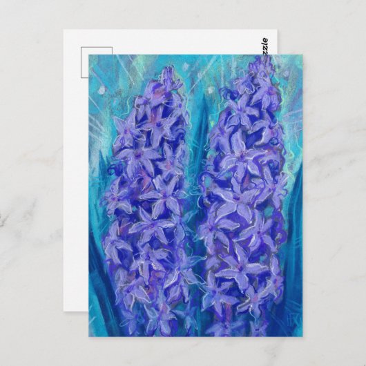 Hyacinths Sping Blume Ostern Geschenk Blumenmalere Postkarte (Vorne/Hinten)