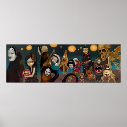 Hyakki Yakō japanische japanische Yokai Art Print Poster (Vorne)