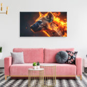 Hyäne in Flammen Leinwanddruck (Insitu (Wohnzimmer))