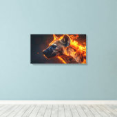 Hyäne in Flammen Leinwanddruck (Insitu (Holzboden))