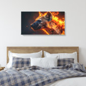 Hyäne in Flammen Leinwanddruck (Insitu (Schlafzimmer))