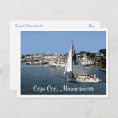 Hyannis Harbour Cape Cod Mass Boats Post Card Postkarte (Vorne/Hinten)