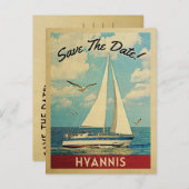 Hyannis Save the Date Sailboat Nautical Ankündigungspostkarte (Vorne/Hinten)