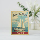 Hyannis Save the Date Sailboat Nautical Ankündigungspostkarte (Stehend Vorderseite)