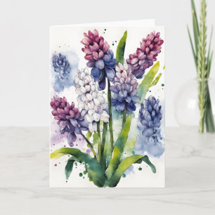 Hyazinthe - Aquarellblumen Karte