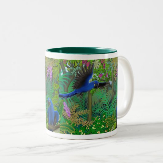 Hyazinthemacaw-Dschungel-Tasse Zweifarbige Tasse (VorderseiteRechts)