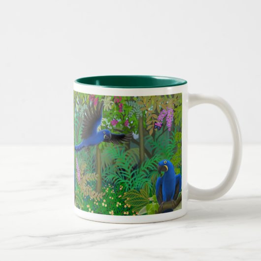 Hyazinthemacaw-Dschungel-Tasse Zweifarbige Tasse (Rechts)