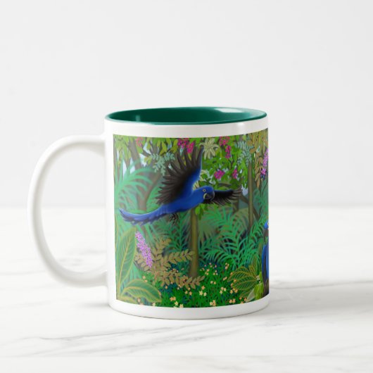 Hyazinthemacaw-Dschungel-Tasse Zweifarbige Tasse (Links)