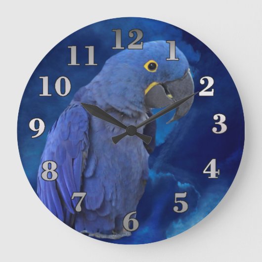 HyazintheMacaw Große Wanduhr (Vorderseite)