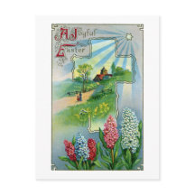 Hyazinthen, Kreuz und Stern Vintage-Ostern