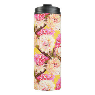 Hyazinthen- und Pfingstrosenblumen, nahtloses Must Thermosbecher