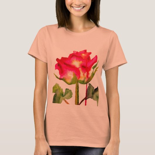 Hybrid Tee Rose Aquarell Moderne Blume Kunst (Vorderseite)