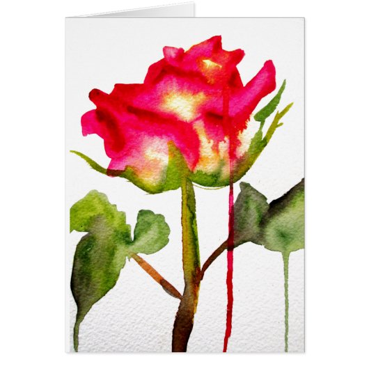 Hybrid Tee Rose Aquarell Moderne Blume Kunst (Vorne)