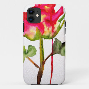 Hybrid Tee Rose Aquarell Moderne Blume Kunst iPhone 11 Hülle