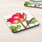 Hybrid Tee Rose Aquarell Moderne Blume Kunst Getränkeuntersetzer (Linke Seite)