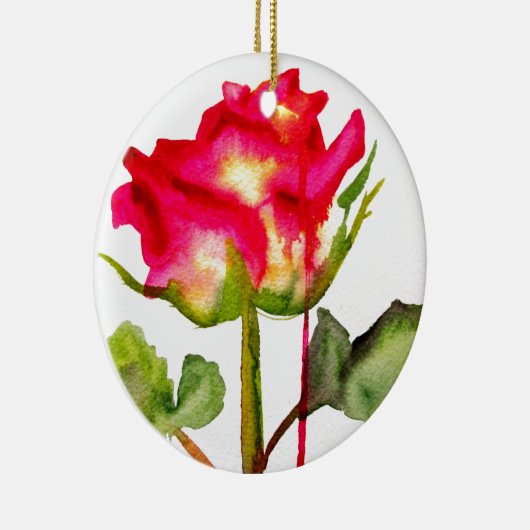 Hybrid Tee Rose Aquarell Moderne Blume Kunst Keramik Ornament (Rechts)