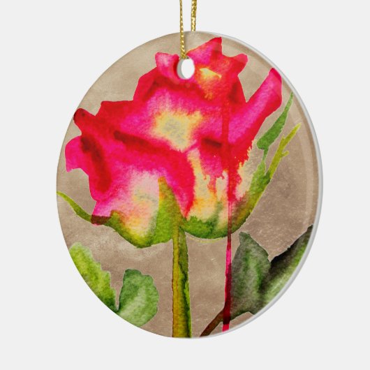 Hybrid Tee Rose Aquarell Moderne Blume Kunst Keramik Ornament (Links)