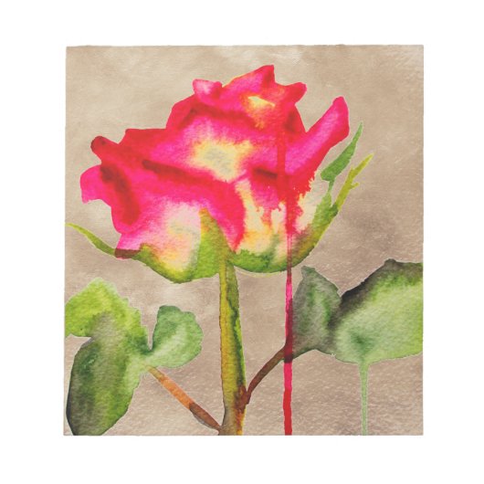 Hybrid Tee Rose Aquarell Moderne Blume Kunst Notizblock (Vorderseite)