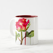 Hybrid Tee Rose Aquarell Moderne Blume Kunst Zweifarbige Tasse (Vorderseite Links)