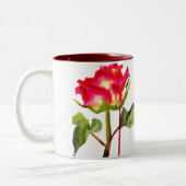 Hybrid Tee Rose Aquarell Moderne Blume Kunst Zweifarbige Tasse (Links)