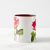 Hybrid Tee Rose Aquarell Moderne Blume Kunst Zweifarbige Tasse (Mittel)