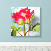 Hybrid Tee Rose Aquarellkunst Moderne Blume Leinwanddruck (Insitu (Holzboden))