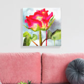 Hybrid Tee Rose Aquarellkunst Moderne Blume Leinwanddruck (Insitu (Wohnzimmer))