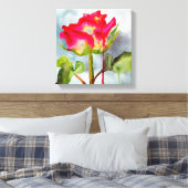 Hybrid Tee Rose Aquarellkunst Moderne Blume Leinwanddruck (Insitu (Schlafzimmer))