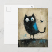 Hybride Kreatur auf Katze und Vogel Postkarte (Vorne/Hinten)