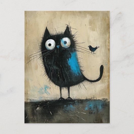 Hybride Kreatur auf Katze und Vogel Postkarte (Vorderseite)