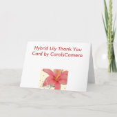 Hybride Lilie danken Ihnen zu kardieren Dankeskarte (Rückseite)