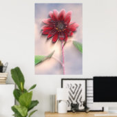 Hybride Sonnenblume bläst im Wind Poster (Heimbüro)