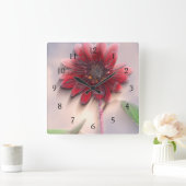 Hybride Sonnenblume im Wind Quadratische Wanduhr (Zuhause)