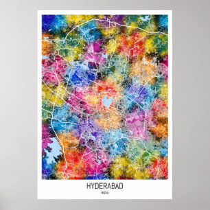 Hyderabad India City Map Poster