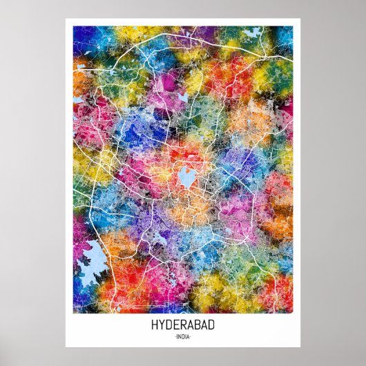 Hyderabad India City Map Poster (Vorne)