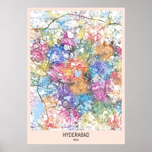 Hyderabad India City Map Poster (Vorne)
