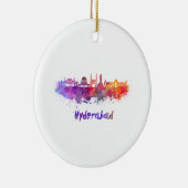 Hyderabad-Skyline in Aquarellfarbe Keramikornament (Rechts)