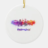 Hyderabad-Skyline in Aquarellfarbe Keramikornament (Vorne)
