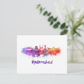 Hyderabad-Skyline in Aquarellfarbe Postkarte (Stehend Vorderseite)