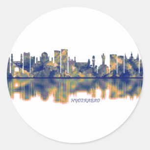 Hyderabad Skyline Runder Aufkleber