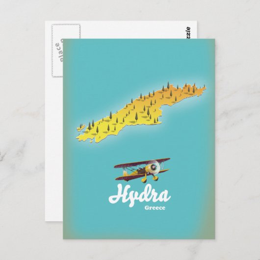 Hydra Greece Retromap Postkarte (Vorne/Hinten)