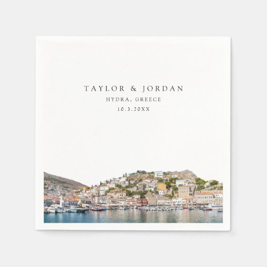 Hydra Greece Wedding Paper Cocktail Napkin Serviette (Vorderseite)