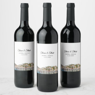 Hydra Greece Wedding Personalisiert Wine Label Weinetikett