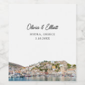Hydra Greece Wedding Personalisiert Wine Label Weinetikett (Einzelnes Label)